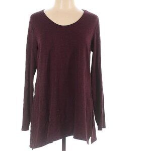 Cut Loose Burgundy Long sleeve Blouse with side slits  Large